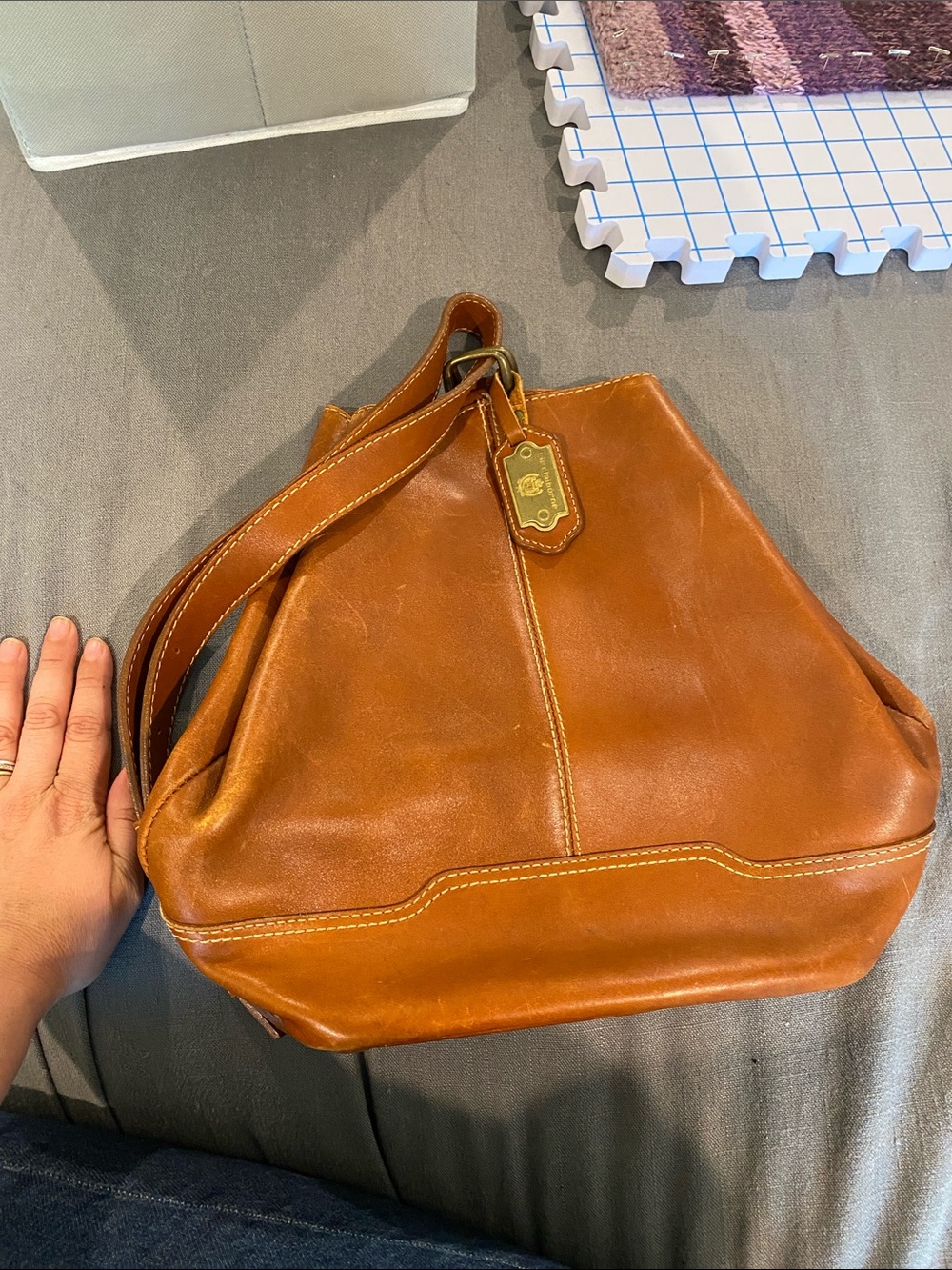 Liz Claiborne Cognac Brown Leather Hobo Shoulder Bag